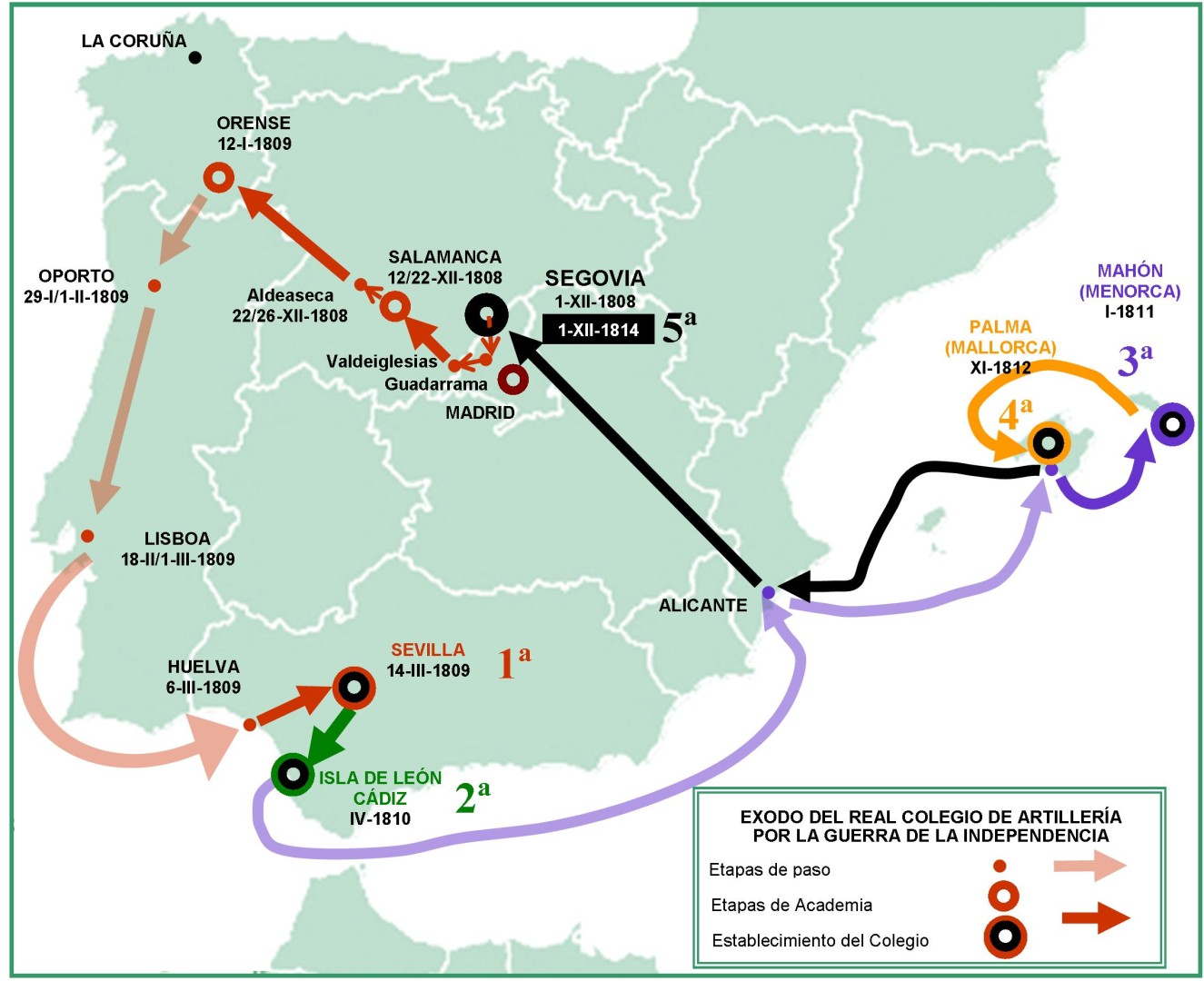 Mapa del Exodo de la Academia de Artillería