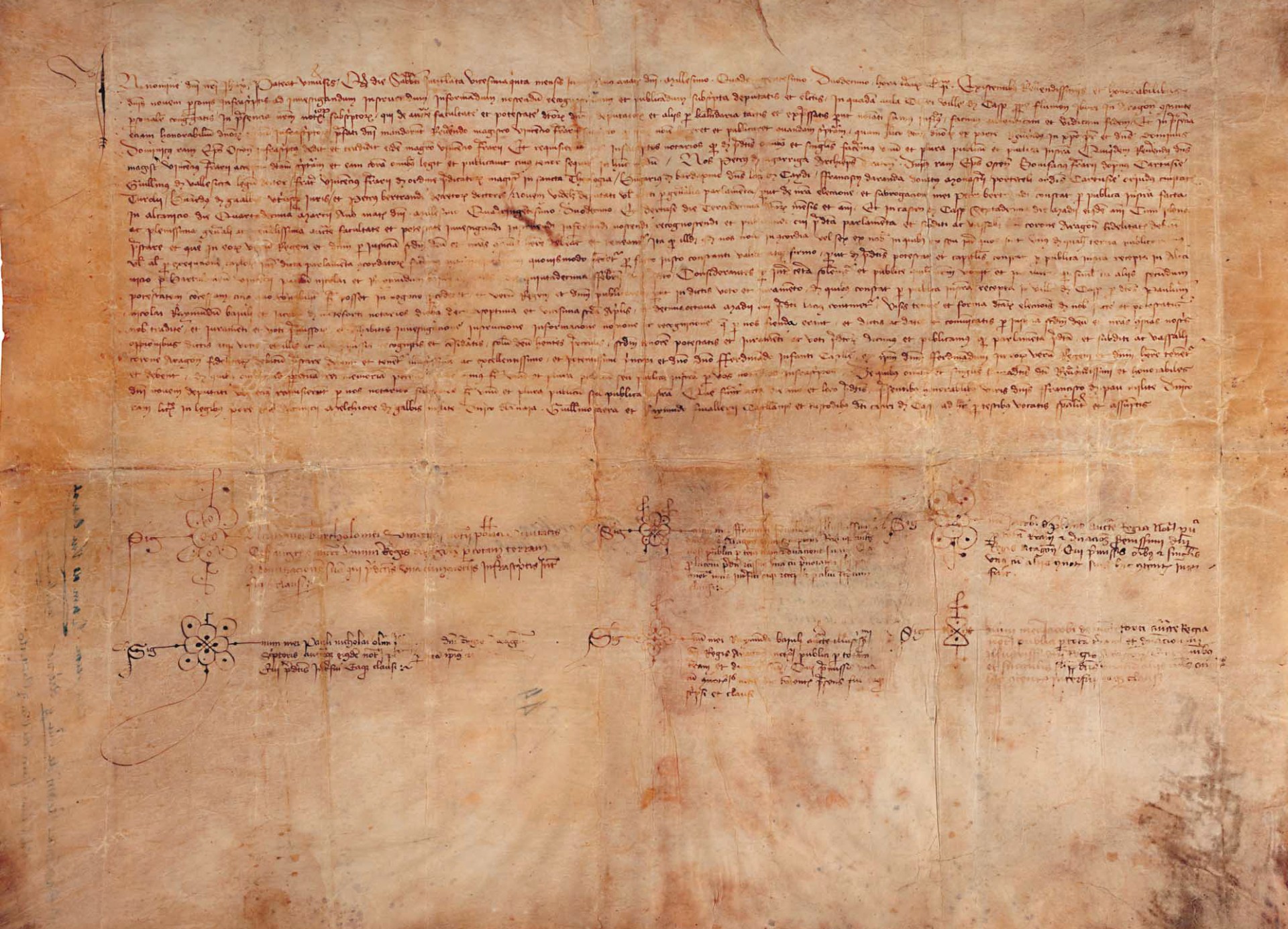 Acta original de la elección por unanimidad de Fernando de Antequera como rey de Aragón por los compromisarios de Caspe